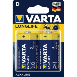 Piles alcalines LR20 - D – 1,5V Varta Longlife (blister de 2)