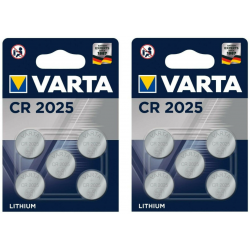 10 piles CR 2025 VARTA en blister