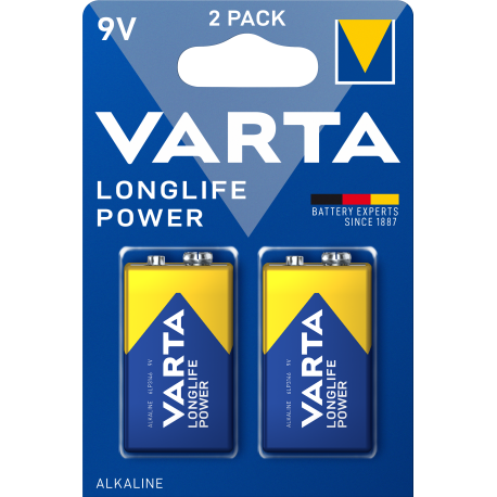 Piles alcalines 6LR61 - 9V Varta High Energy (blister de 2)