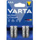 Piles Lithium AAA – 1,5V Varta Professionnal.(blister de 4)