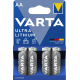 Piles Lithium AA – 1,5V Varta Professionnal.(blister de 4)